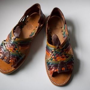 Huarache | Peep Toe Huarache Sandals | Rainbow